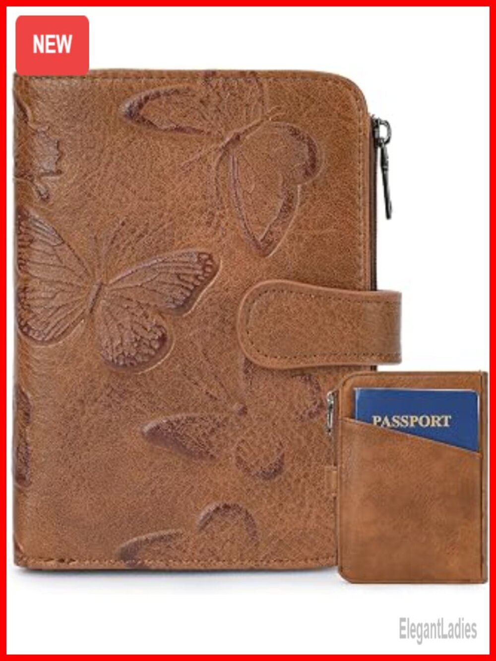 RFID Blocking Bifold Vegan Leather Wallet with Passport Holder and Zipper Coin